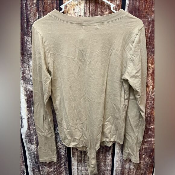 n:PHILANTHROPY Tan Long Sleeve Button Down Bodysuit - Picture 4 of 5